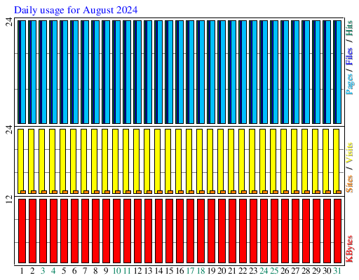 Daily usage for August 2024