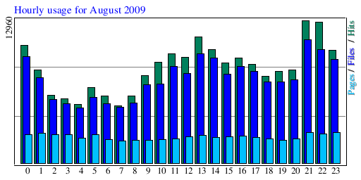 Hourly usage for August 2009