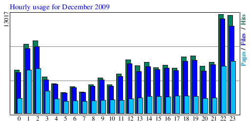 Hourly usage for December 2009